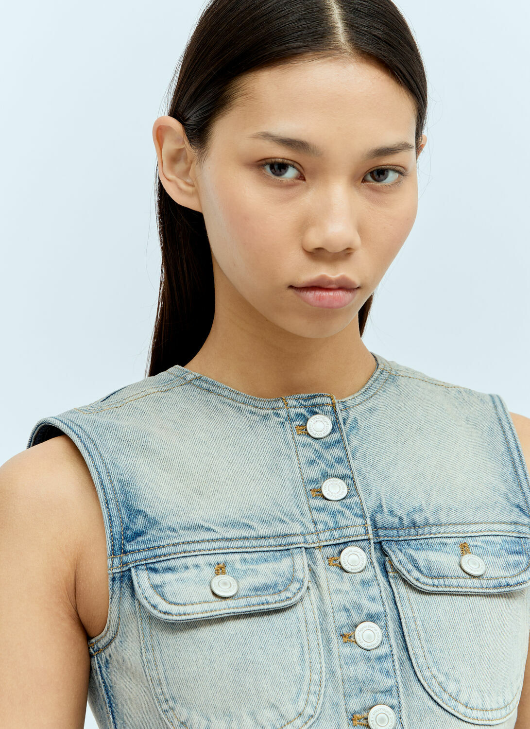 Courrèges Denim Crop Vest