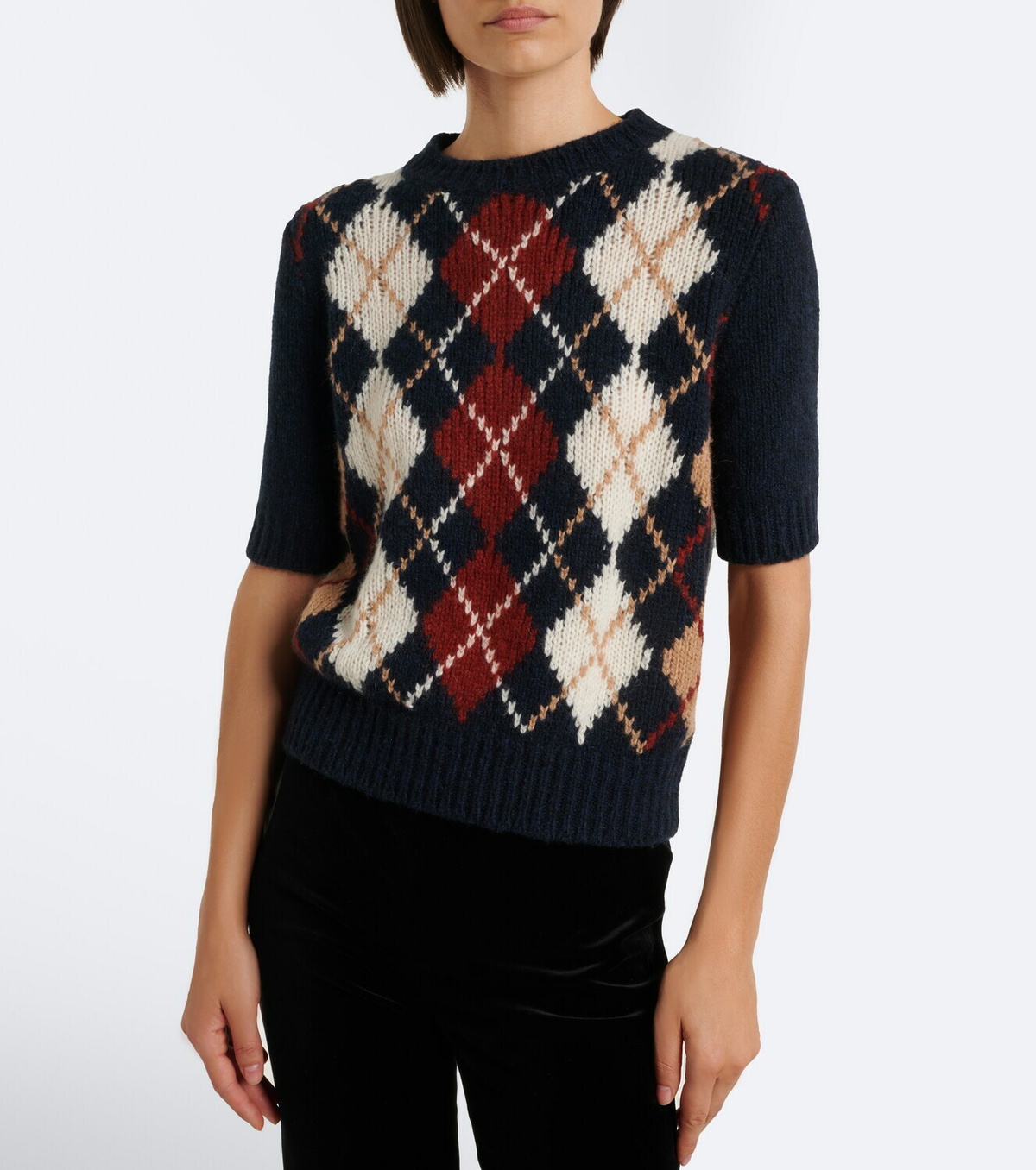 Khaite Lisa argyle cashmere and mohair sweater