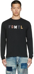 FDMTL Black Sashiko Logo Long Sleeve T-Shirt