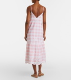 Juliet Dunn Embroidered checked cotton midi dress