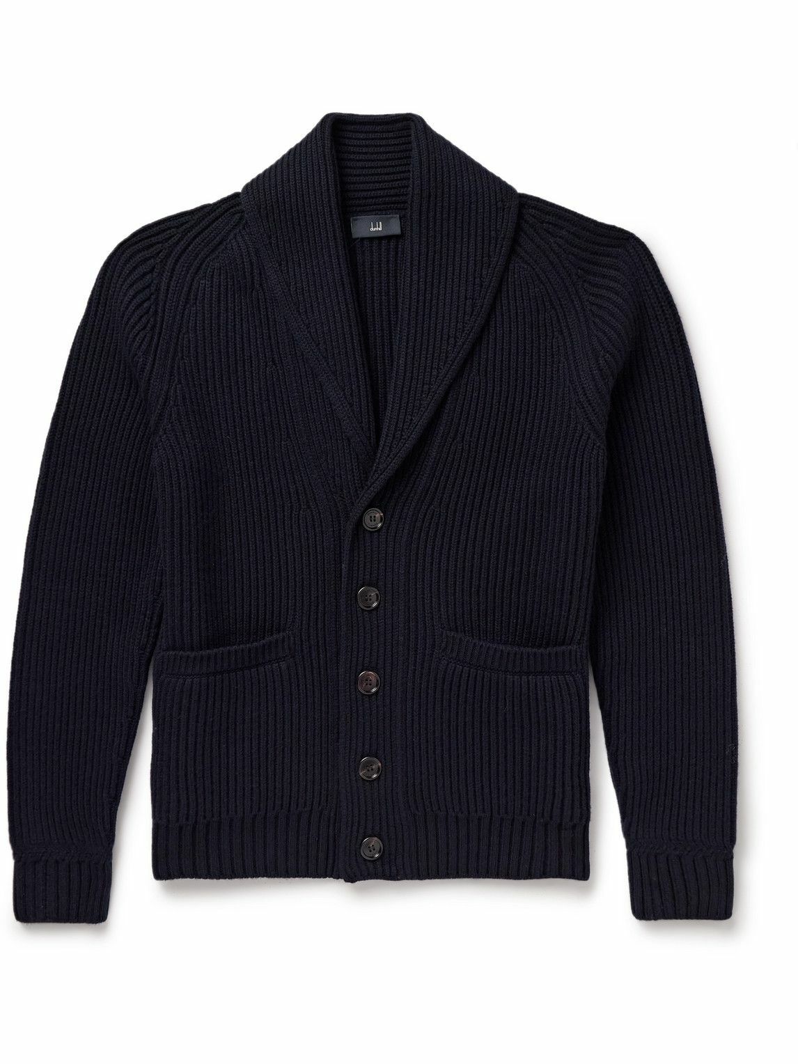 Davi & Dani Shawl Collar Ribbed Detail Button Up Cardigan