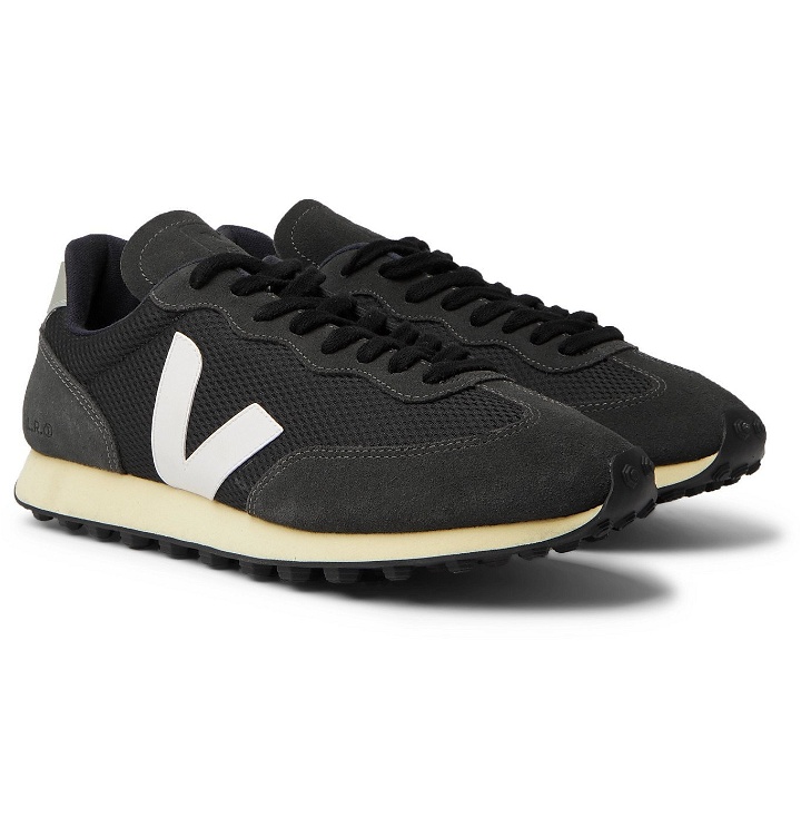 Photo: Veja - Rio Branco Leather and Rubber-Trimmed Alveomesh and Suede Sneakers - Black