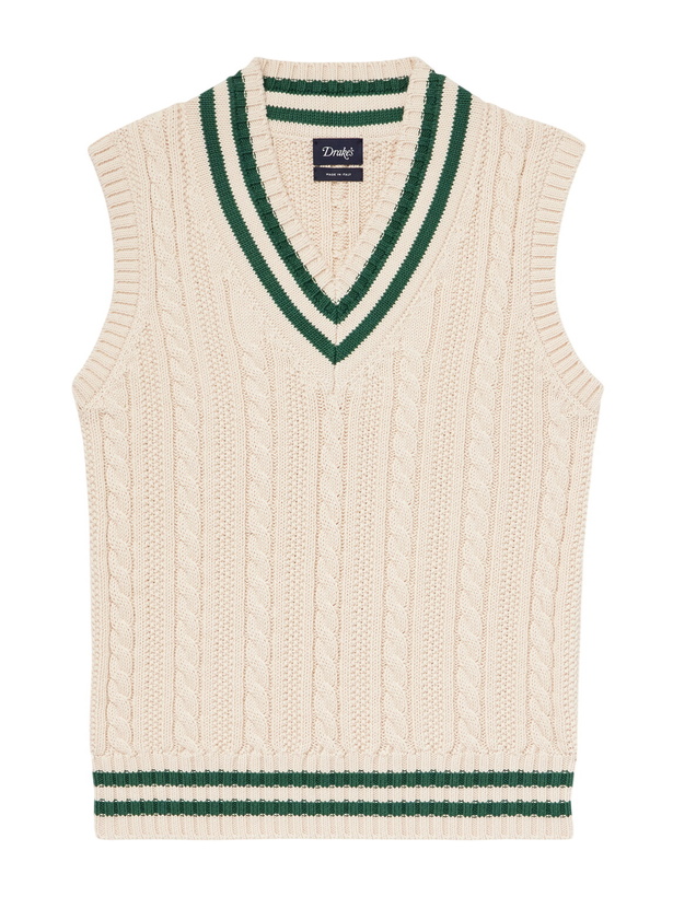 Photo: Drake's - Cricket Knitted Cotton and Cashmere-Blend Vest - Neutrals
