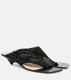 Christen Edge Stretch leather-trimmed mesh mules