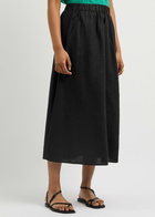 Eileen Fisher Linen Midi Skirt Black