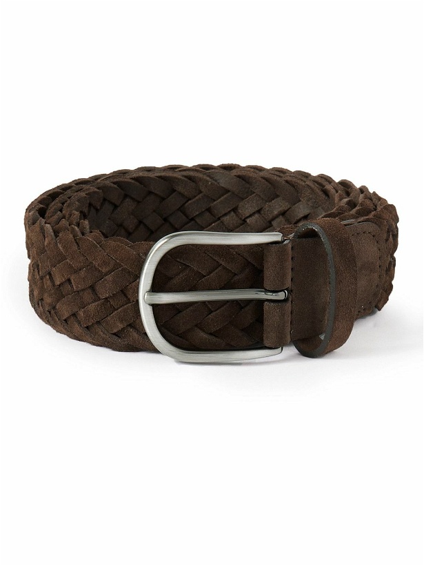 Photo: Anderson's - 3.5cm Woven Suede Belt - Brown