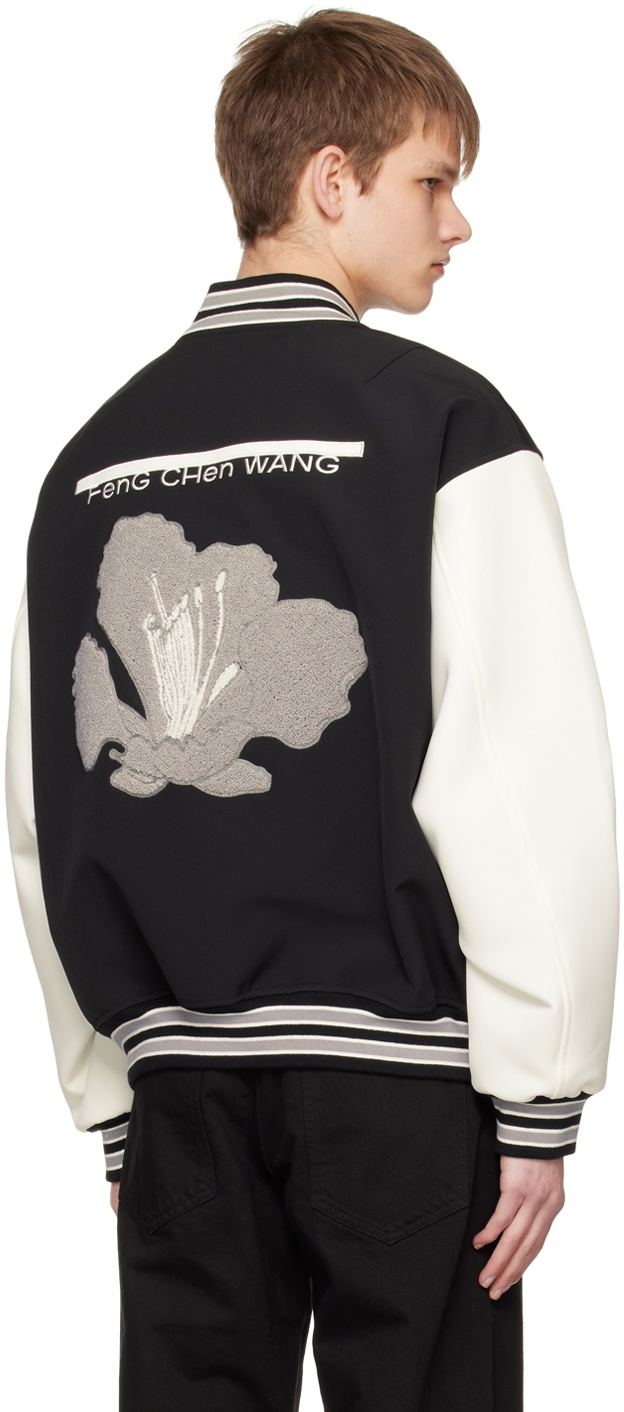 Feng Chen Wang Black & White Phoenix Bomber Jacket