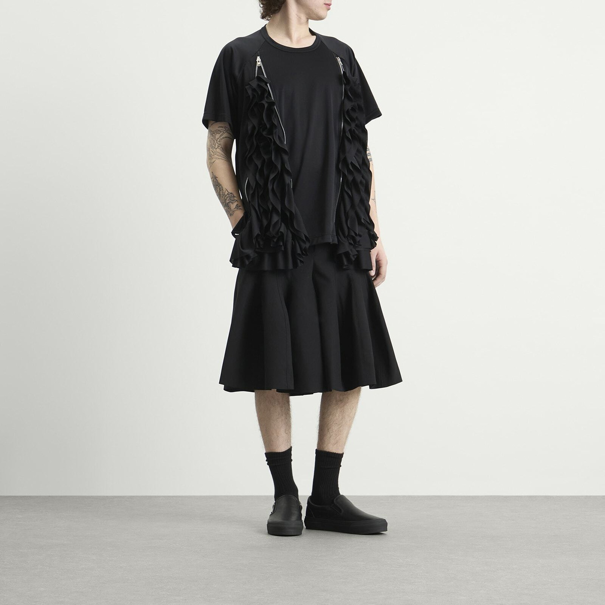 Comme des Garçons Homme Plus Men's Mesh Detail T-Shirt in Black