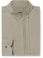 TOM FORD - Nehru-Collar Pleated Silk-Blend Shirt - Neutrals