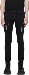 Marcelo Burlon County of Milan Black Slim Distressed Cross Jeans