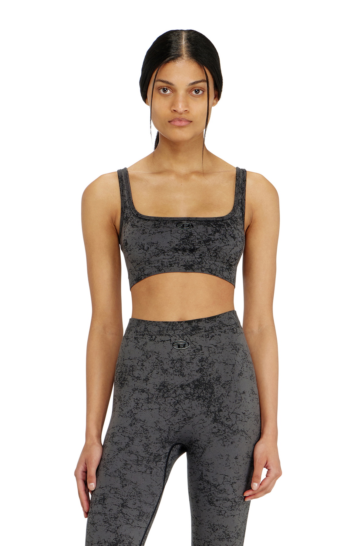 Diesel Sports bra with utilitarian print - Bras Womens in Grey