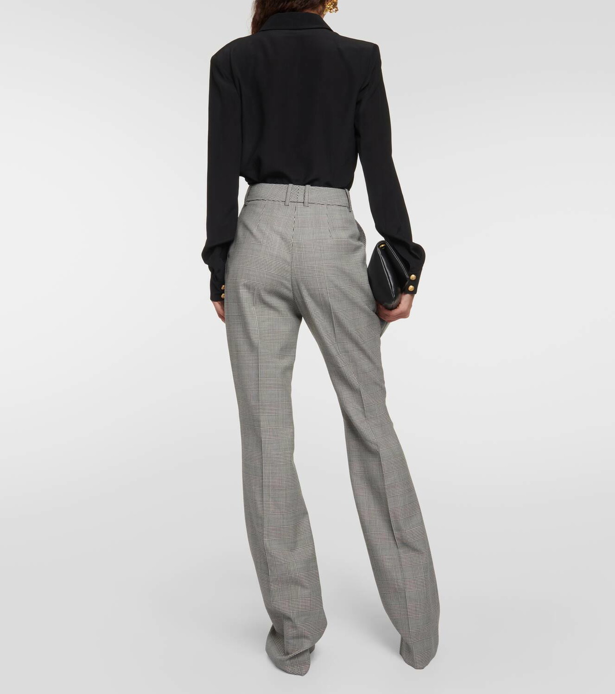 Pantalon Flared (pattes D'eph') Balmain En Laine Noire Avec Perles - Taille S, Parfait état