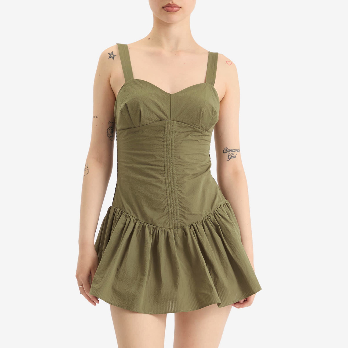 Peachy Den Women's Dylan Romper Dress in Leaf