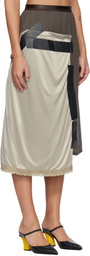 Maison MIHARA YASUHIRO Brown Combined Tape Lingerie Midi Skirt