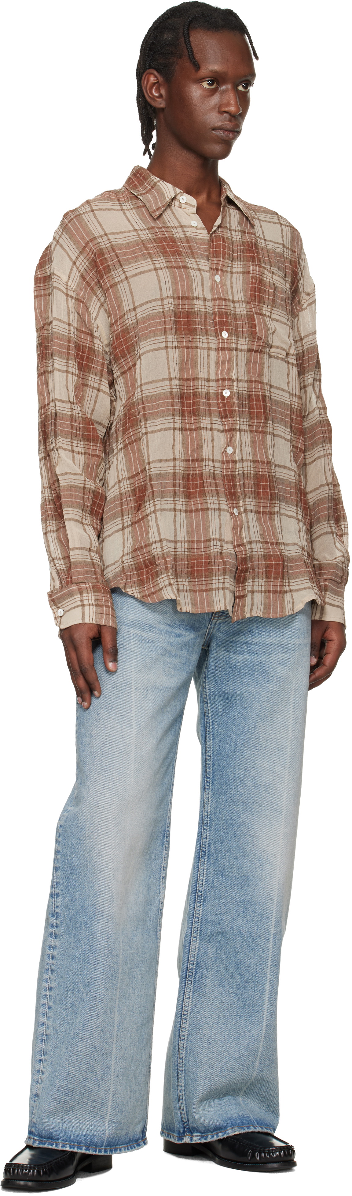 HOPE Brown Wide-Fit Shirt