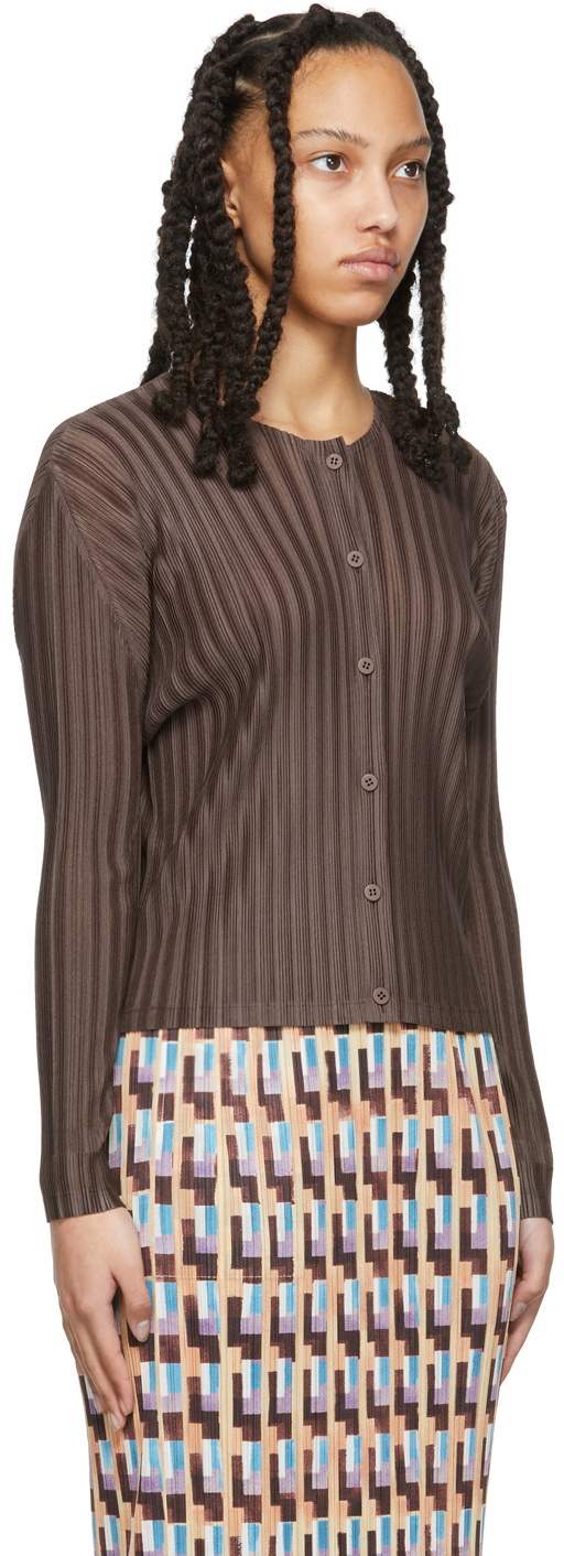 Pleats Please Issey Miyake Brown Monthly Colors February Cardigan