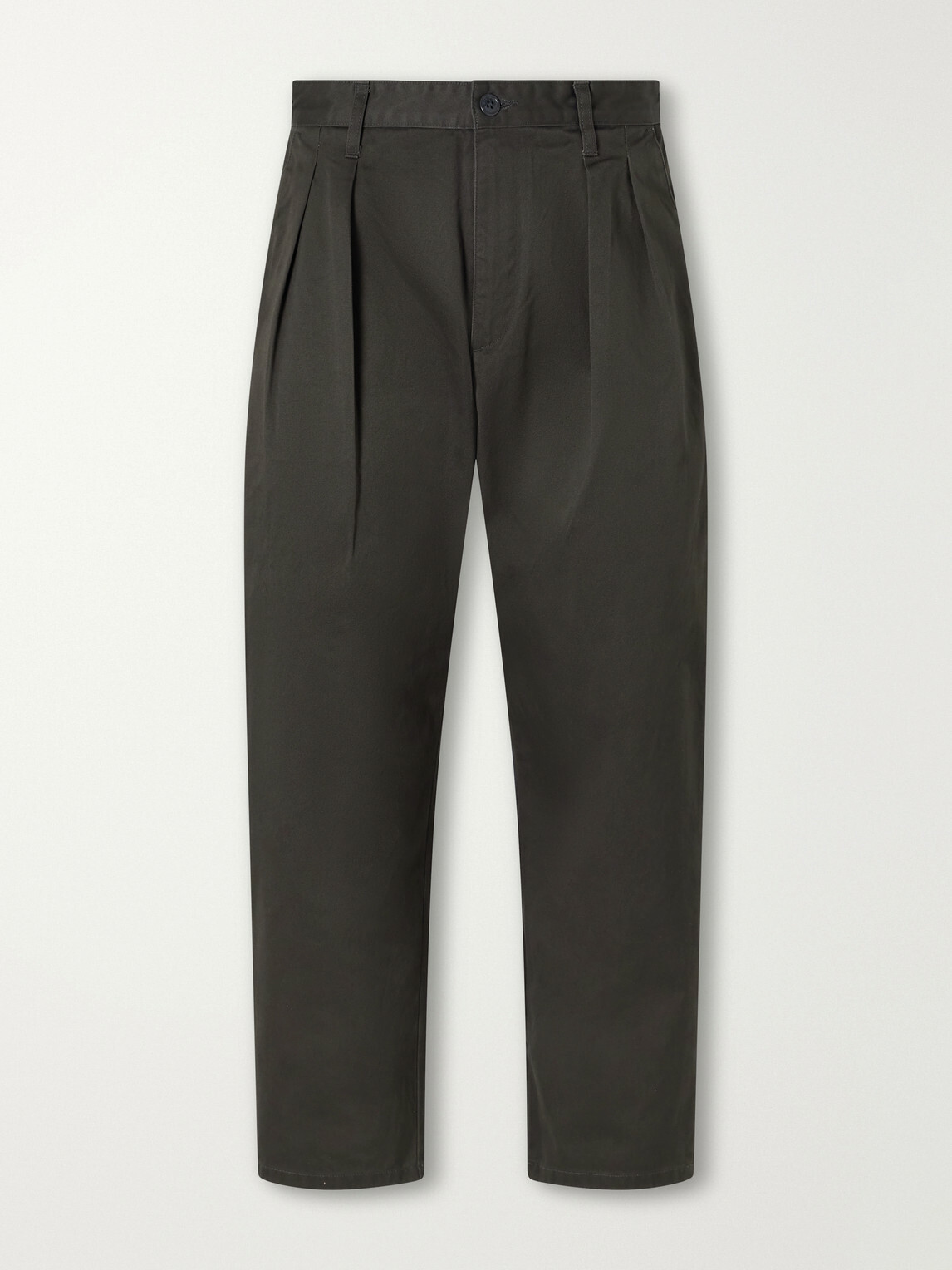 WTAPS - Straight-Leg Pleated Cotton-Twill Trousers - Green