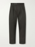 WTAPS - Straight-Leg Pleated Cotton-Twill Trousers - Green