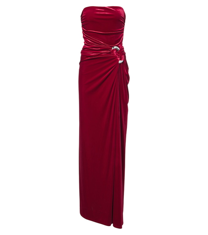 Photo: Simkhai Emma gathered velvet bustier gown