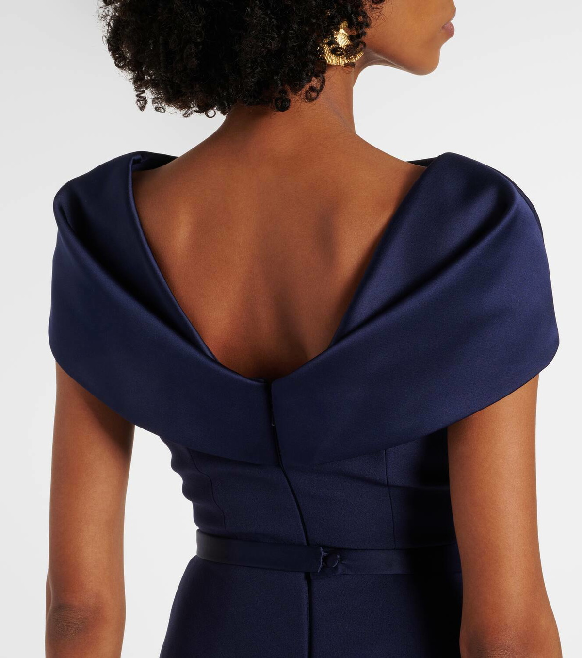Safiyaa Rella draped peplum heavy crêpe midi dress