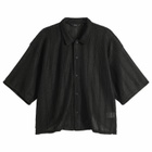 BEAMS Men's Mesh Open Collar Shirt in Black