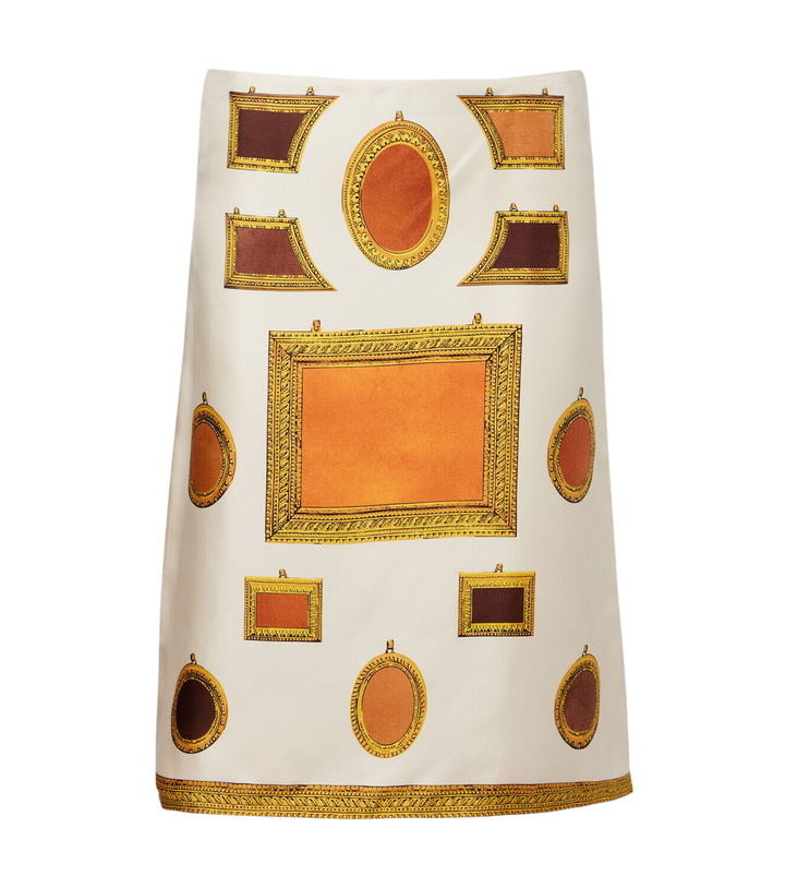 Photo: Versace Printed silk twill pencil skirt