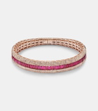 Shay Jewelry Diamond Pave Scales Stretch 18kt rose gold bracelet with ruby and diamond