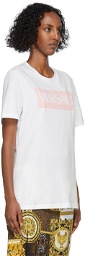 Versace White & Pink Flocked Logo T-Shirt