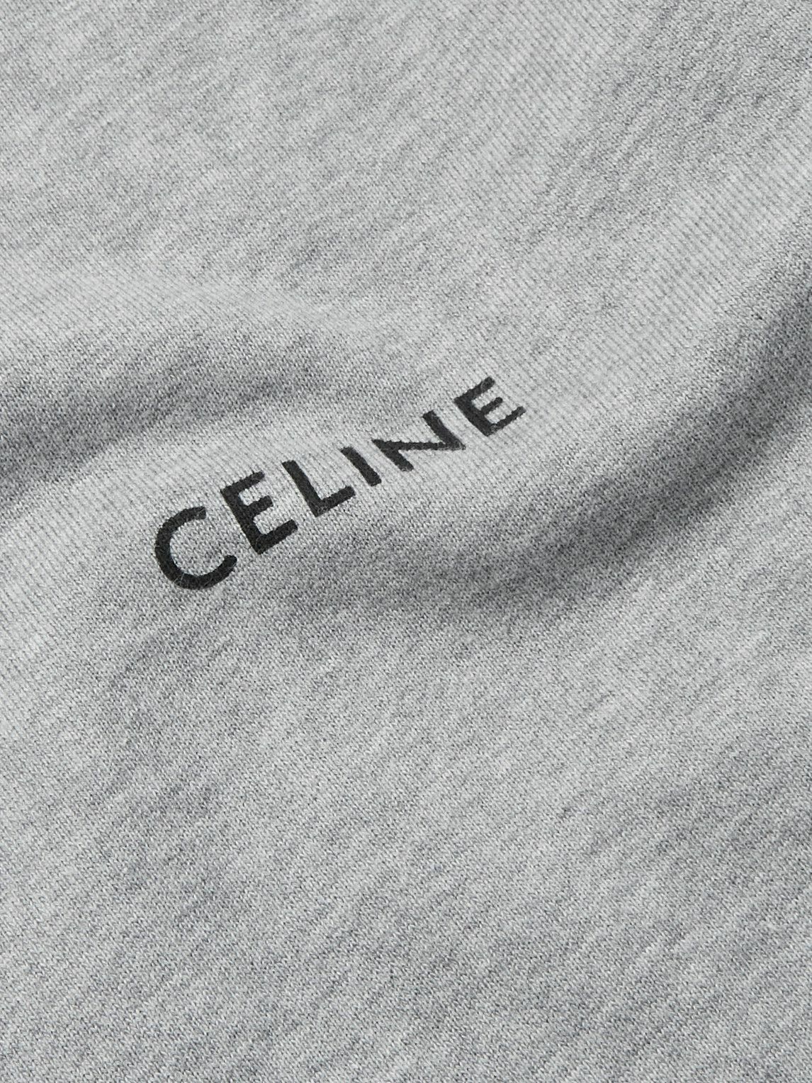 CELINE - Logo-Print Stretch-Cotton Jersey Sweatshirt - Gray