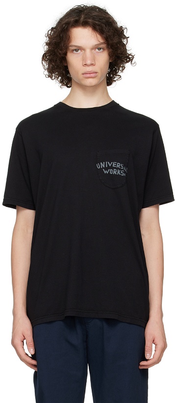 Photo: Universal Works Black Print Pocket T-Shirt