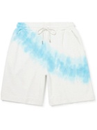 Ninety Percent - Straight-Leg Tie-Dyed Organic Cotton-Jersey Drawstring Shorts - White