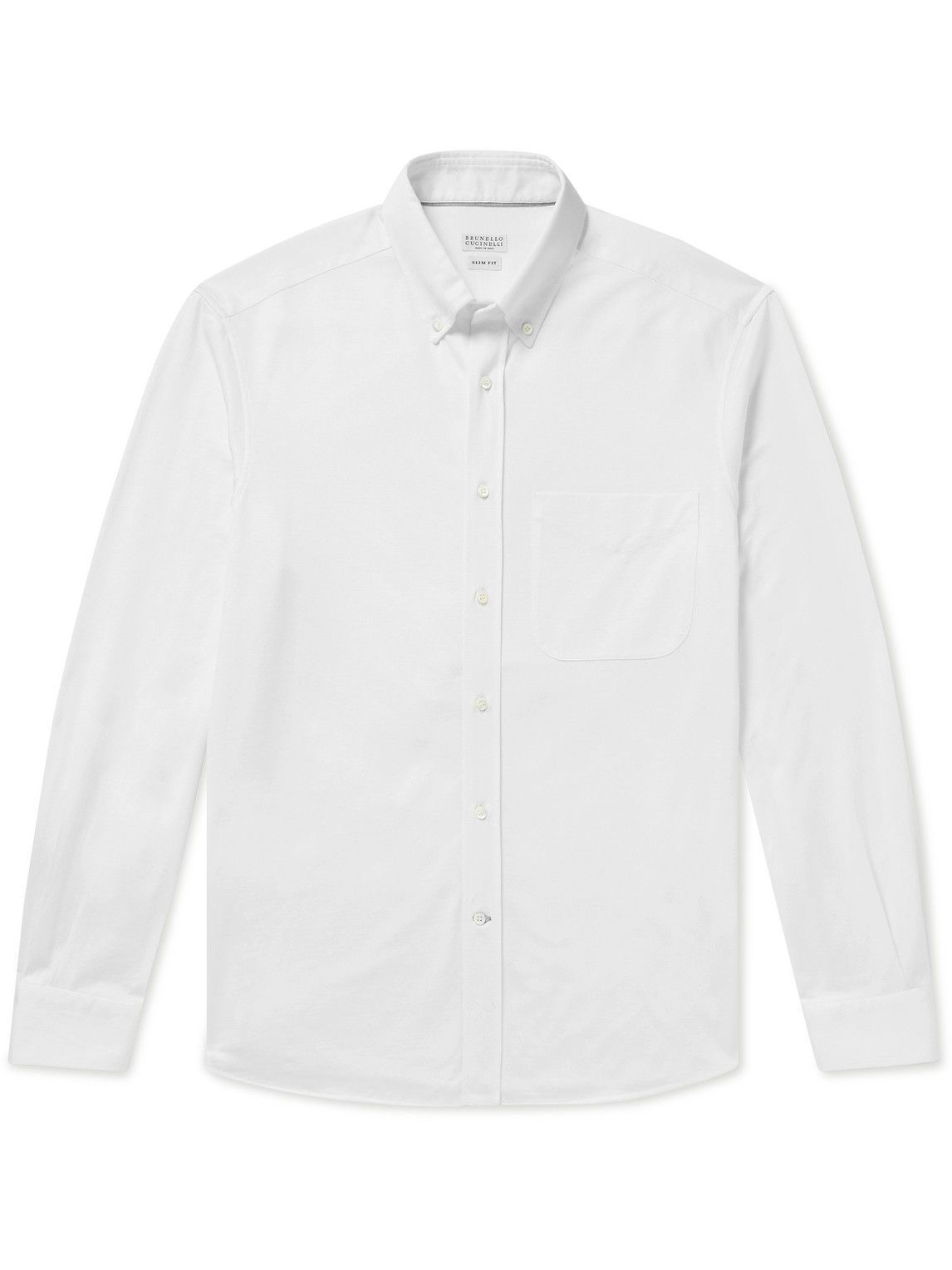 Brunello Cucinelli - Button-Down Collar Cotton-Piqué Shirt - White ...