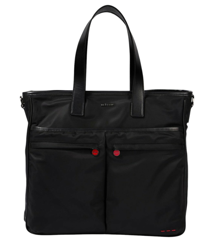 Photo: Kiton Leather-trimmed tote bag