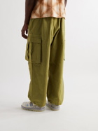 STORY MFG. - Peace Wide-Leg Organic Cotton Drawstring Cargo Trousers - Green