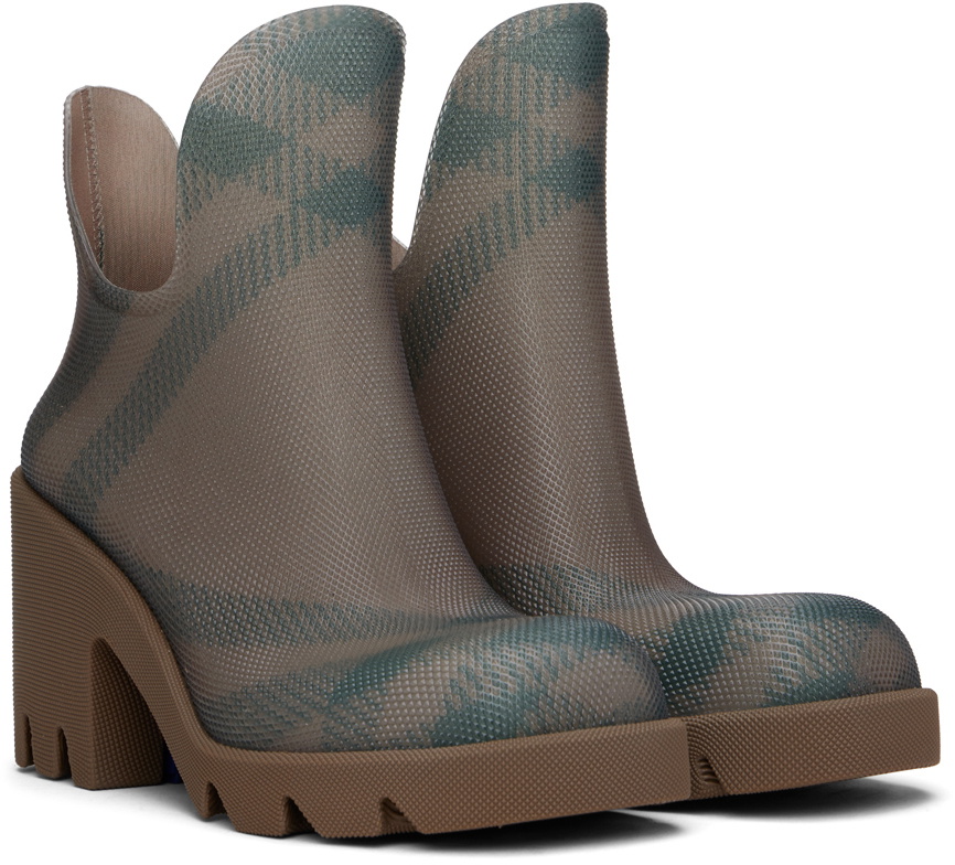 Burberry Brown Rubber Marsh Heel Boots Burberry
