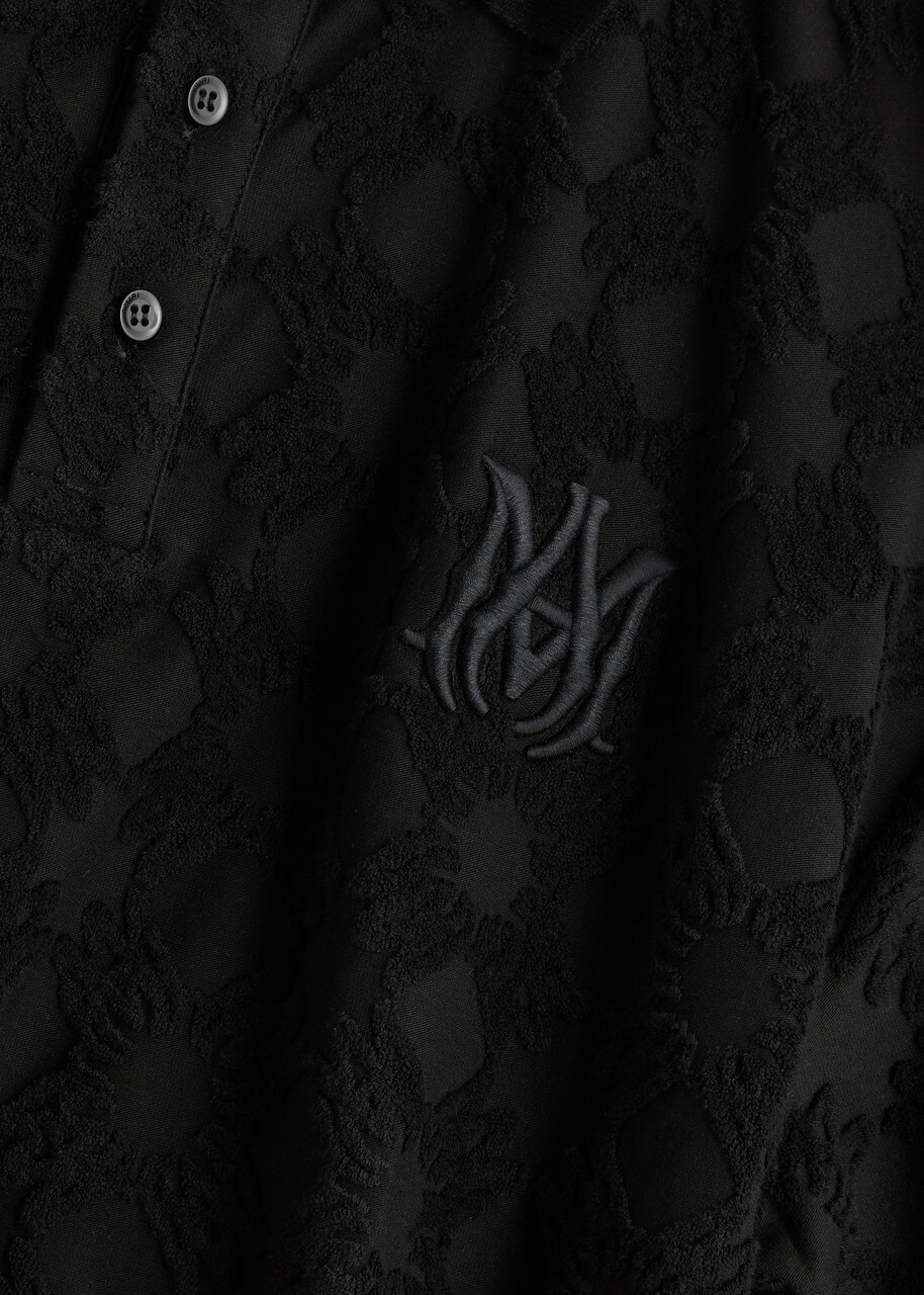 Amiri Ma Quad Jacquard Towelling Cotton-blend Polo Shirt Black