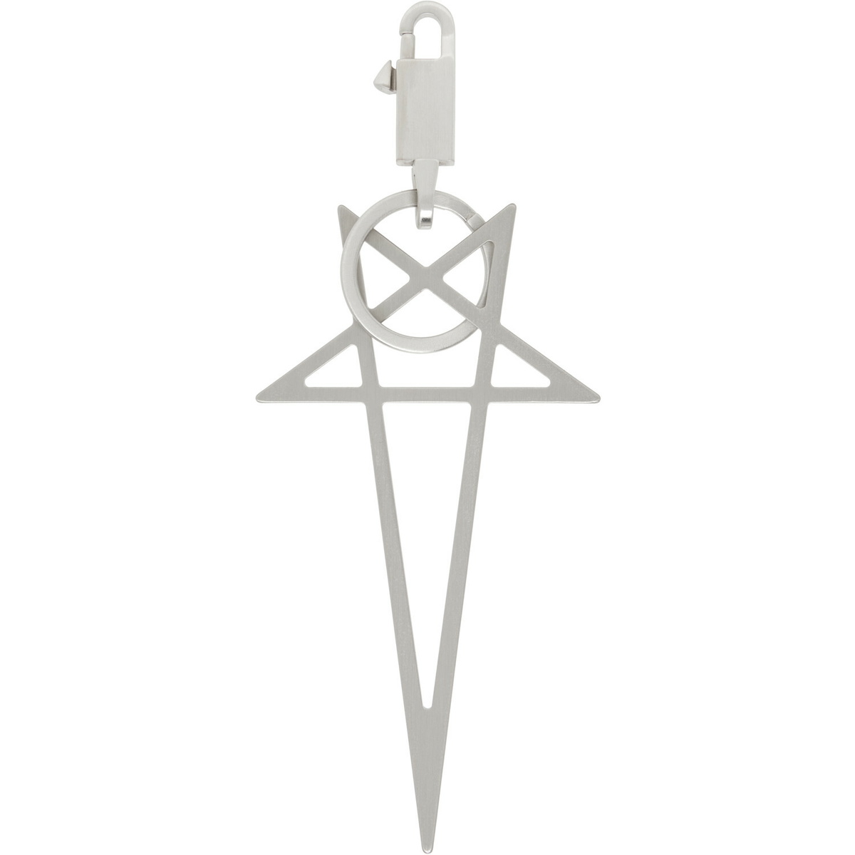 Rick Owens Silver Big Pentagram Keychain