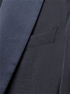 GIORGIO ARMANI - Slim-Fit Double-Breasted Faille-Trimmed Silk-Blend Twill Tuxedo Jacket - Blue - IT 46
