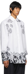 Valentino White & Black Poplin Dark Blooming Shirt