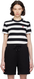 AMI Paris Black & White Striped T-Shirt