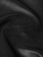 Balenciaga - Oversized Logo-Debossed Leather Hooded Jacket - Black