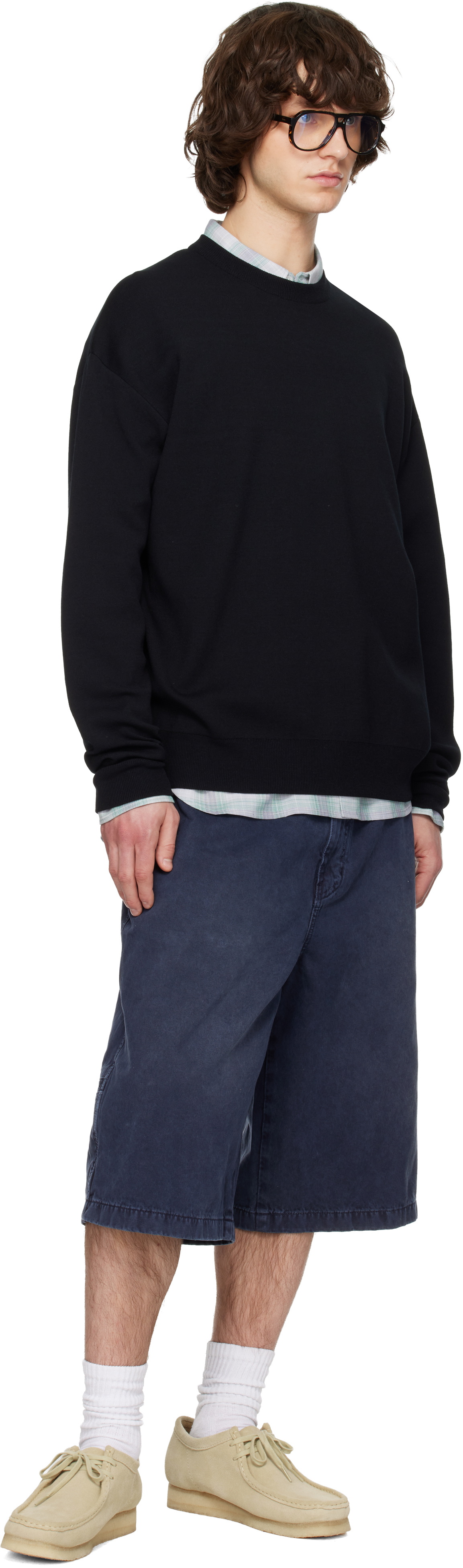 Solid Homme Black Sweat Round Neck Knit Sweater