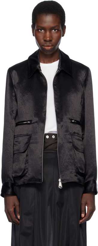 Photo: Black Comme des Garçons Black Acetate Taffeta Frilled Lined Reversible Jacket