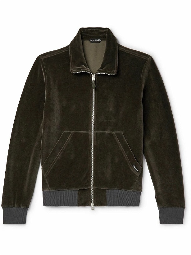 Photo: TOM FORD - Cotton-Blend Velour Track Jacket - Brown