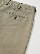 SID MASHBURN - Slim-Fit Garment-Dyed Cotton and Linen-Blend Trousers - Green