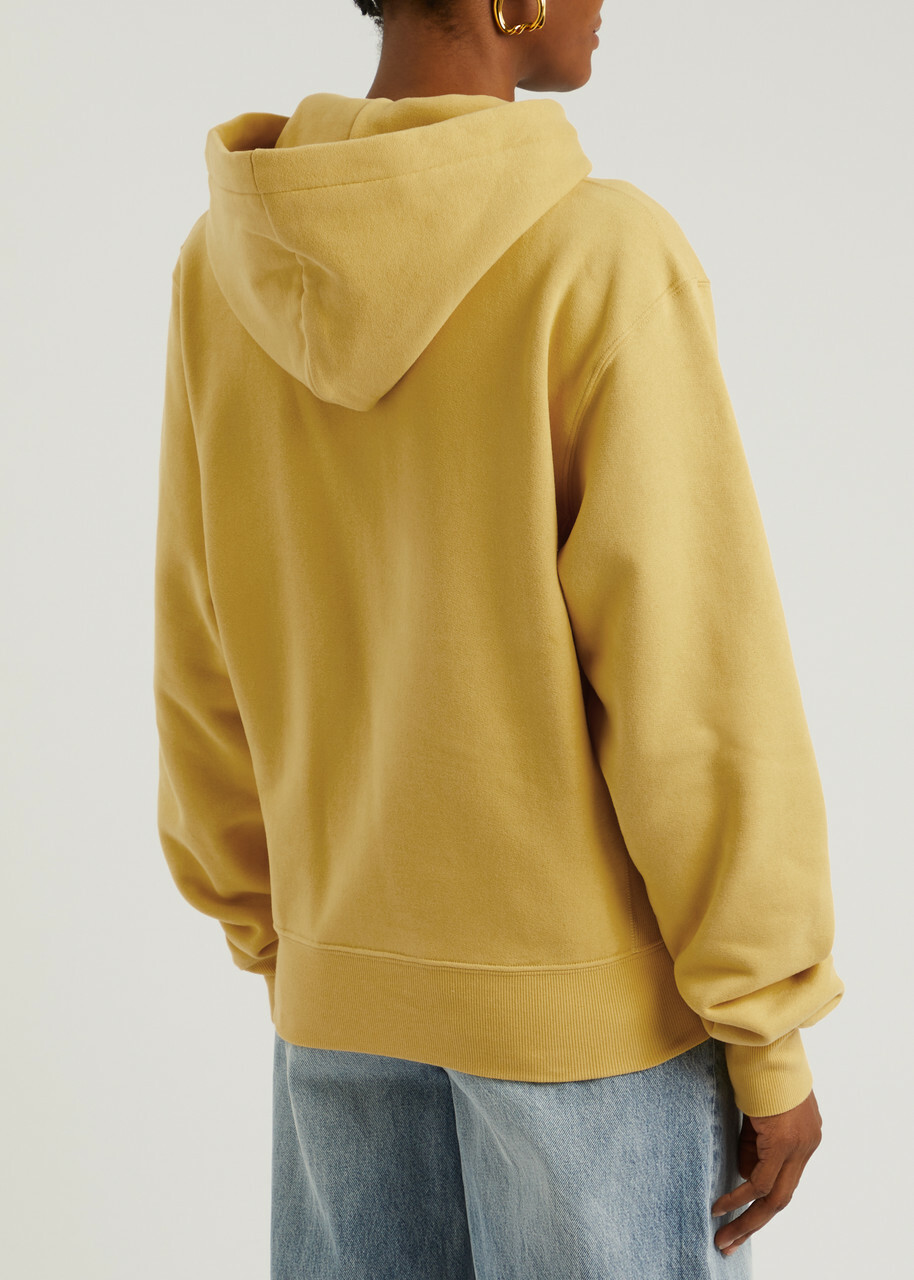 Saint Laurent Logo-embroidered Hooded Cotton Sweatshirt Yellow