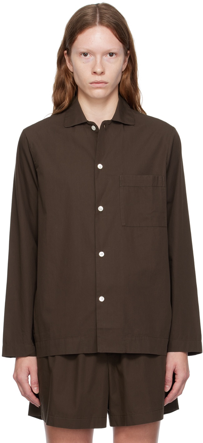 Tekla Brown Button Pyjama Shirt Tekla Fabrics
