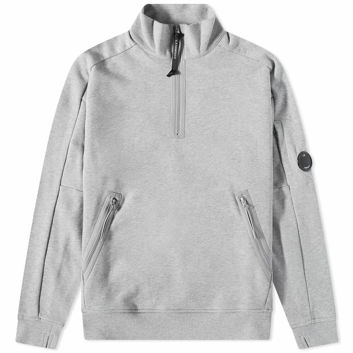 Photo: C.P. Company Men's Arm Lens Quarter Zip Sweat in Grey Melange