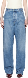 Bottega Veneta Blue Vintage Indigo Cargo Denim Jeans