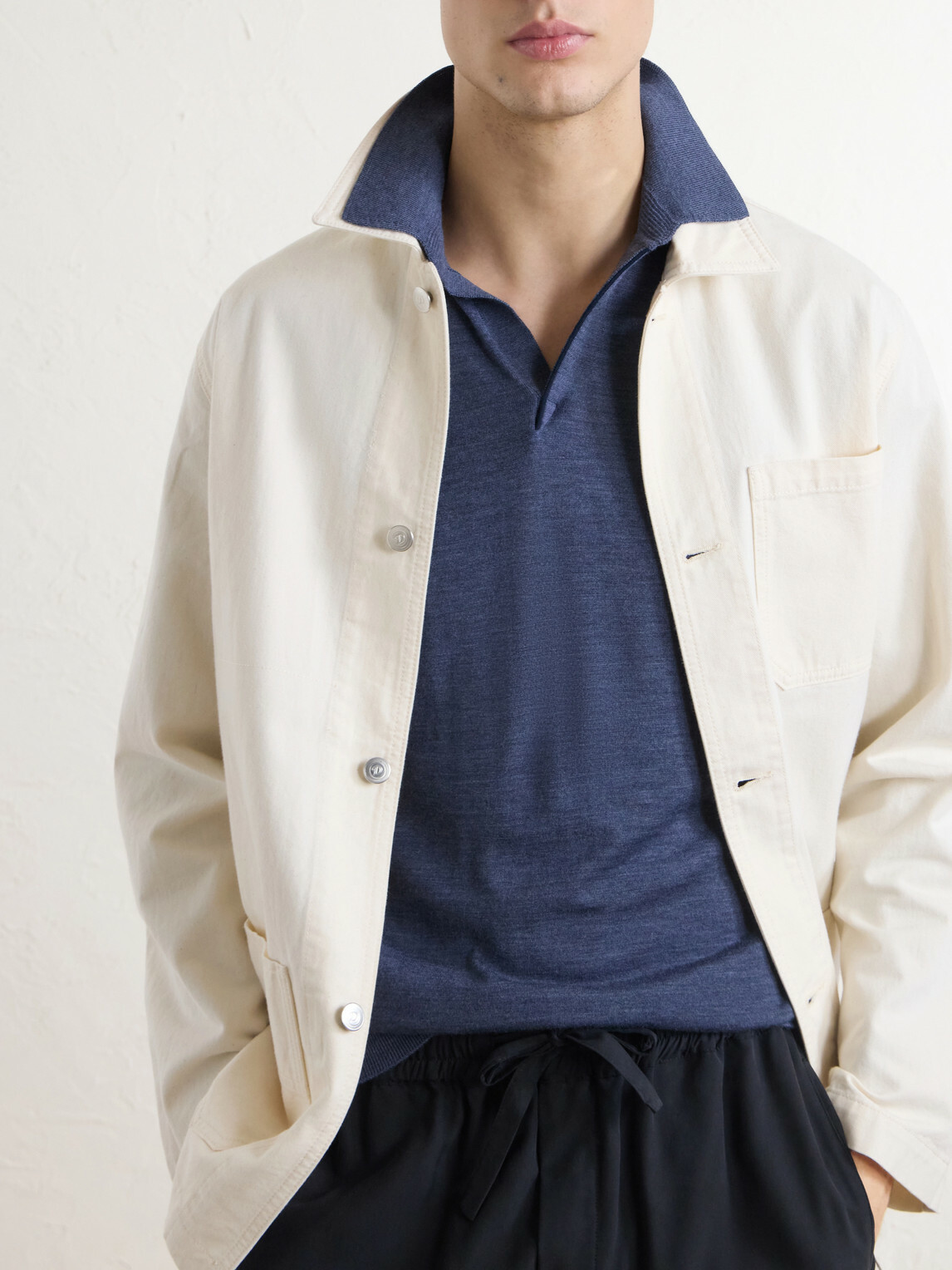 SEASE - Lasca Virgin Wool Polo Sweater - Blue